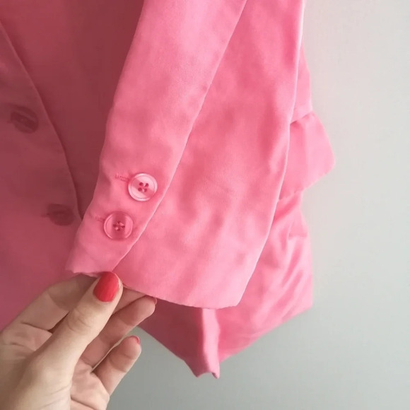 Vintage 100% Silk Pink Oversized and Longline Single Breasted Blazer XS - Picture 10 of 16